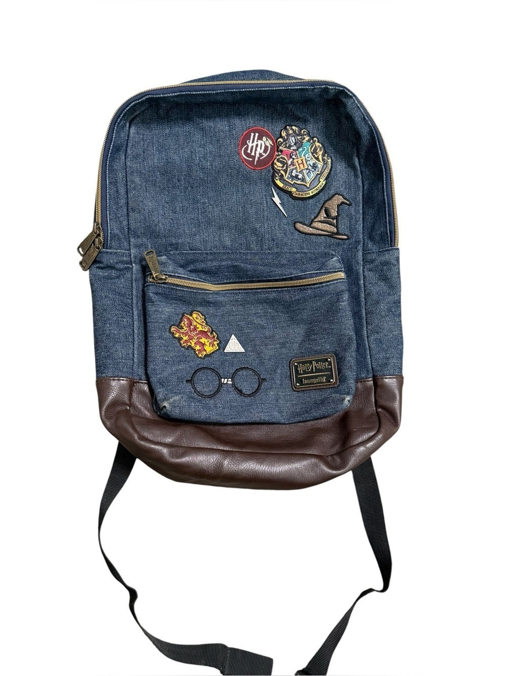 Loungefly x Harry Potter Denim Backpack with Faux Leather Trim